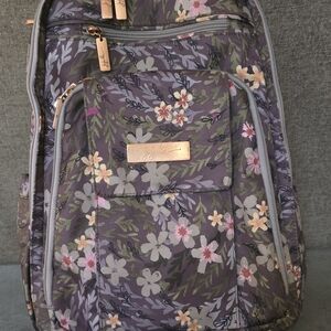 Ju-Ju-Be Gray and Pink Backpack with Floral Design